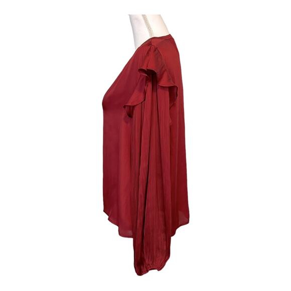 Anthropologie Dolan Left Coast Sloane Blouse Pleated Ruffle Sleeve M - Picture 3 of 12